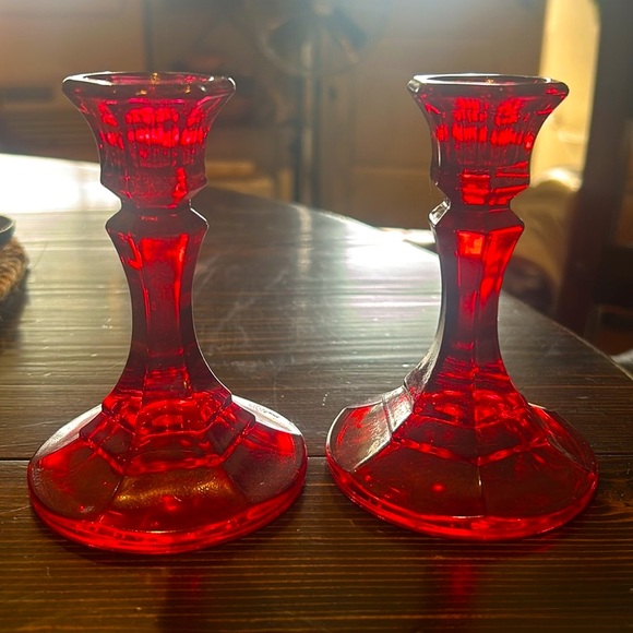 Vintage Indiana Glass Ruby Red Candle Holder - 2 - Picture 13 of 14
